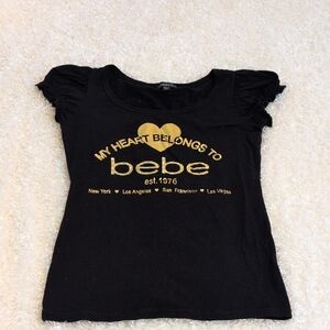 Darling Bebe Black and Gold blingy top Size L